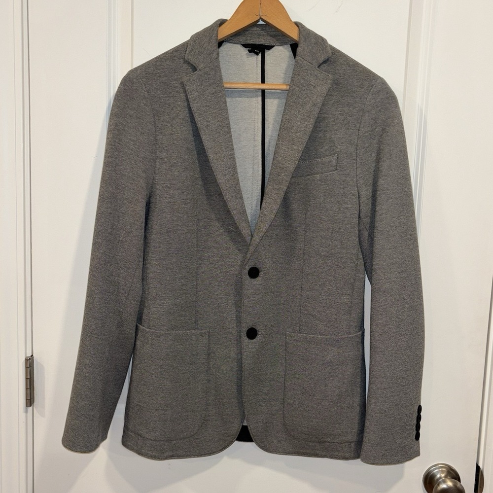 BOSS Hugo Boss Ricko1 Gray Knit Blazer Sport Coat Mens 36R EU 46 Unstructured
